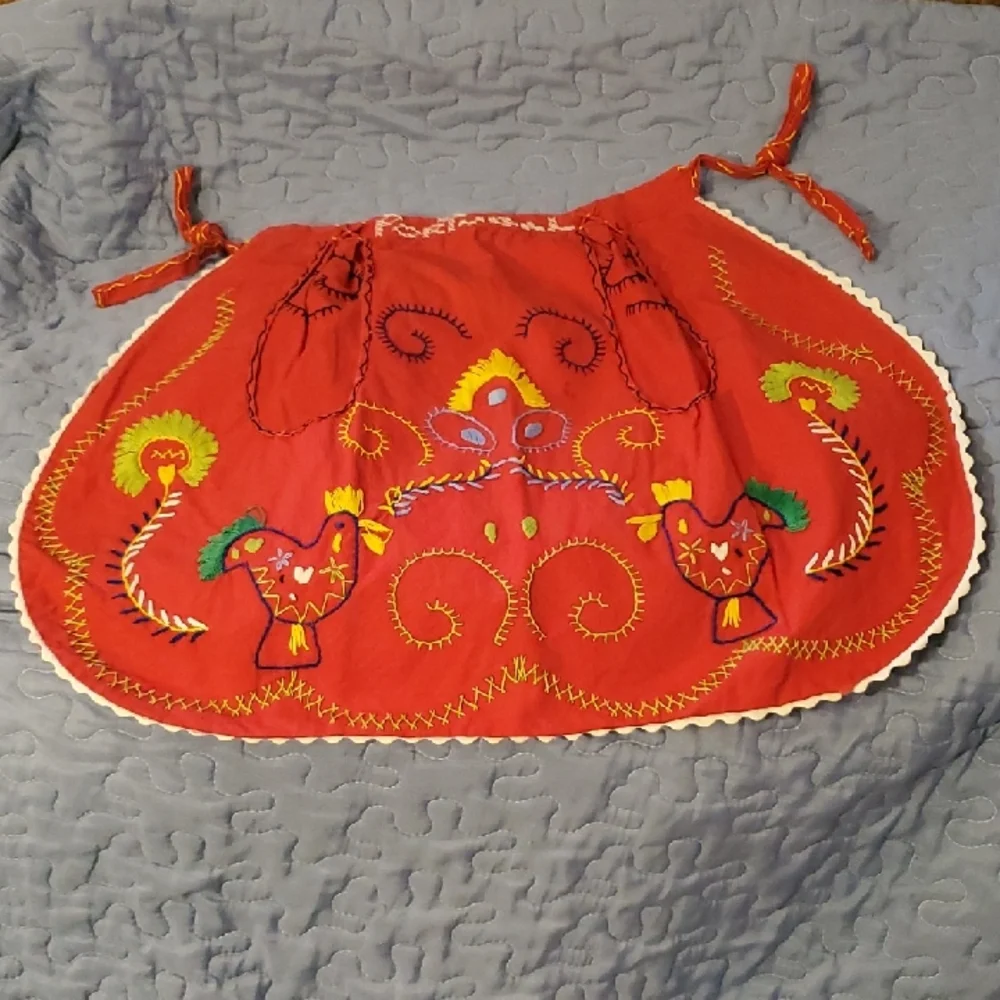 Vintage Hand Embroidered Portugal Half Apron - Picture 1 of 10